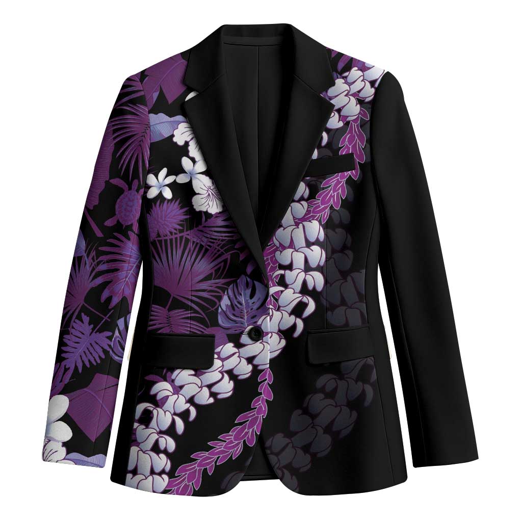 Poni Aloha Hawaii Lei Blazer Tropical Flowers Elegant Vibe LT14 Unisex Purple - Polynesian Pride