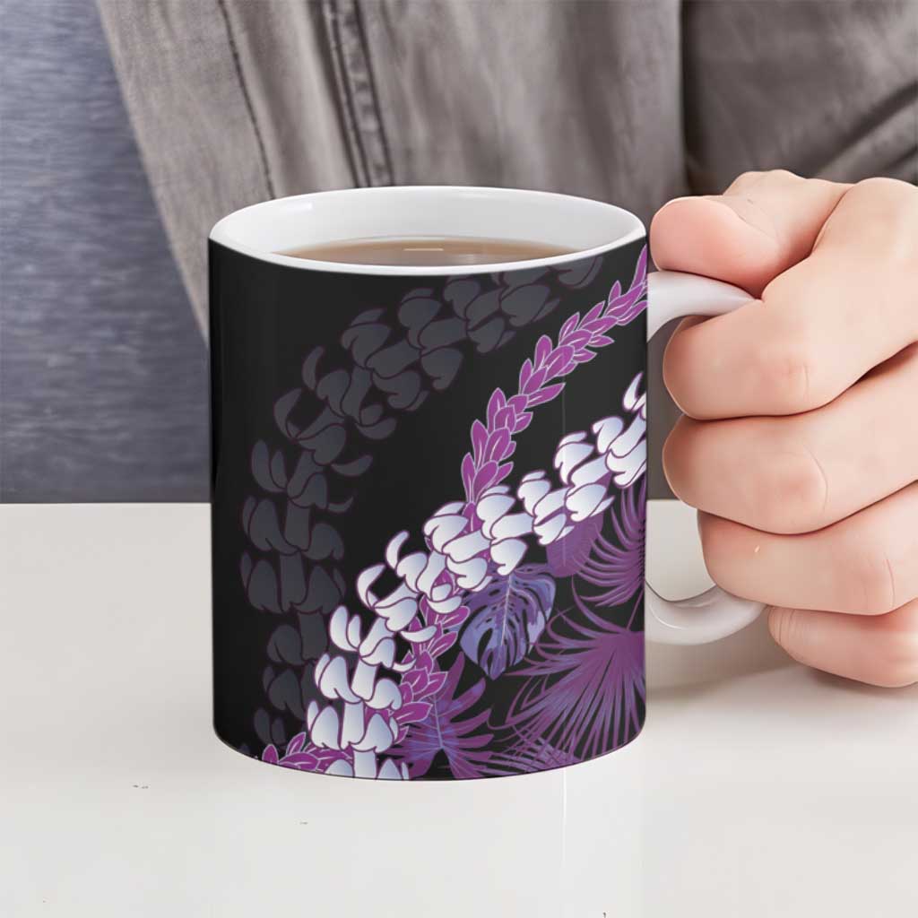 Poni Aloha Hawaii Lei Ceramic Mug Tropical Flowers Elegant Vibe LT14 - Polynesian Pride