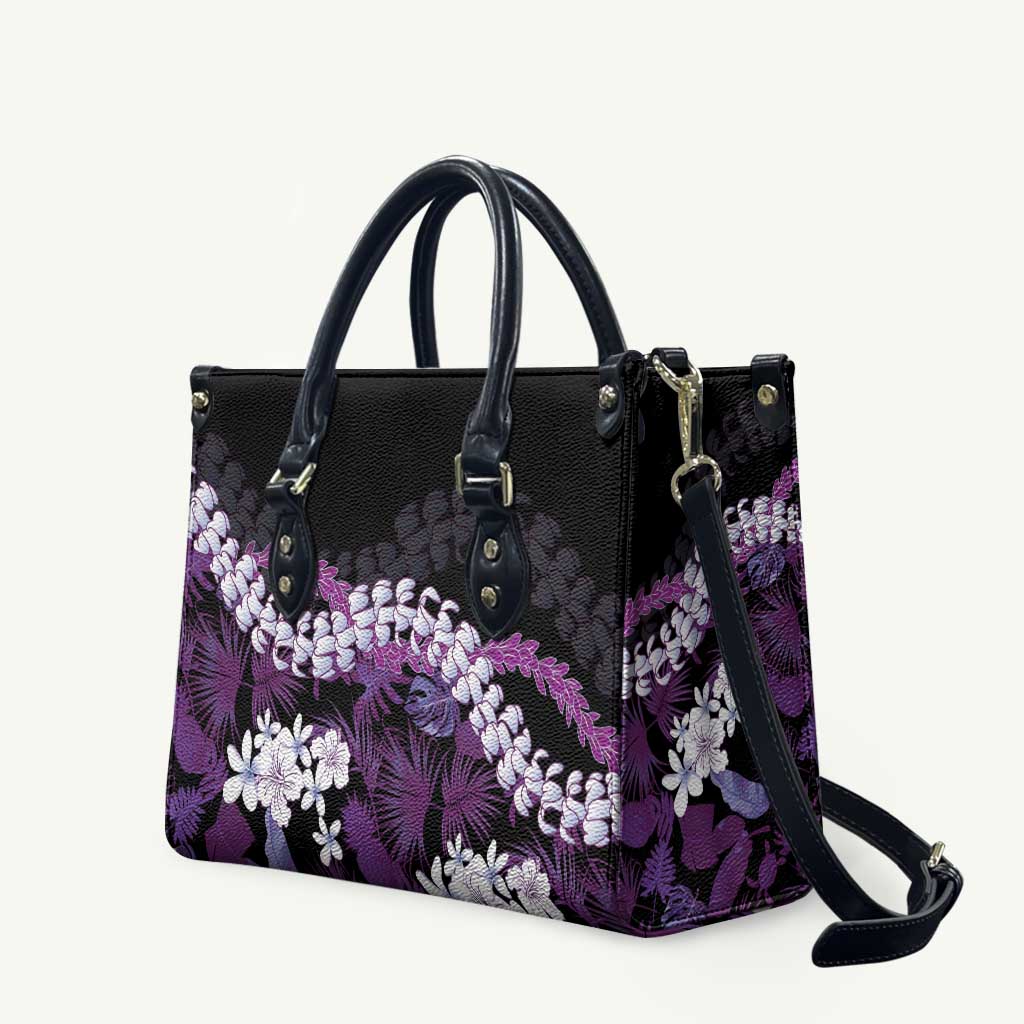 Poni Aloha Hawaii Lei Leather Bag Tropical Flowers Elegant Vibe LT14 Purple - Polynesian Pride