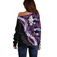 Poni Aloha Hawaii Lei Off Shoulder Sweater Tropical Flowers Elegant Vibe LT14 - Polynesian Pride