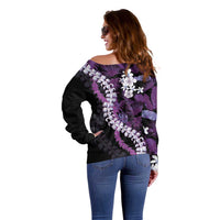 Poni Aloha Hawaii Lei Off Shoulder Sweater Tropical Flowers Elegant Vibe LT14 - Polynesian Pride