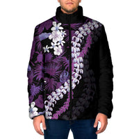 Poni Aloha Hawaii Lei Padded Jacket Tropical Flowers Elegant Vibe LT14 Men Purple - Polynesian Pride