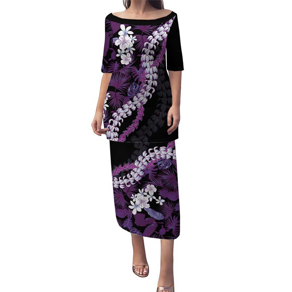 Poni Aloha Hawaii Lei Puletasi Tropical Flowers Elegant Vibe LT14 Long Dress Purple - Polynesian Pride