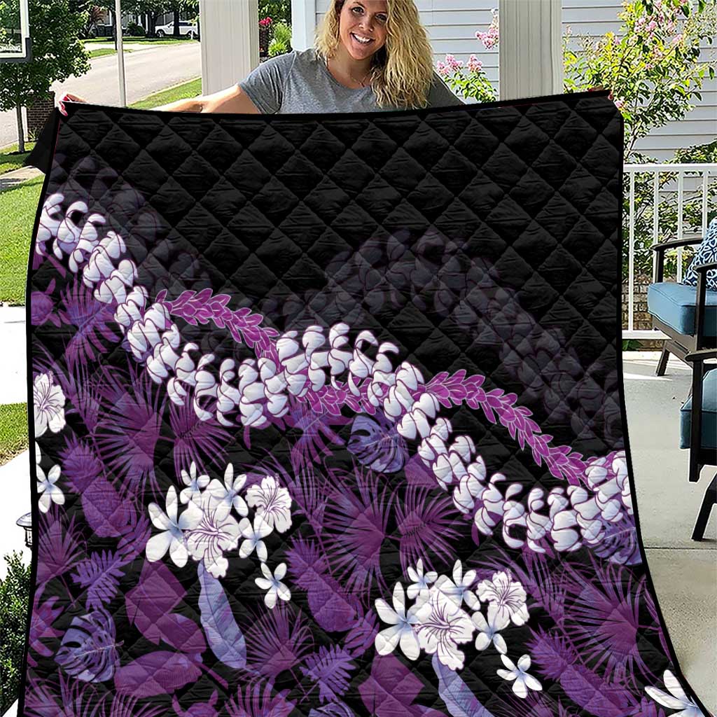 Poni Aloha Hawaii Lei Quilt Tropical Flowers Elegant Vibe LT14 Purple - Polynesian Pride