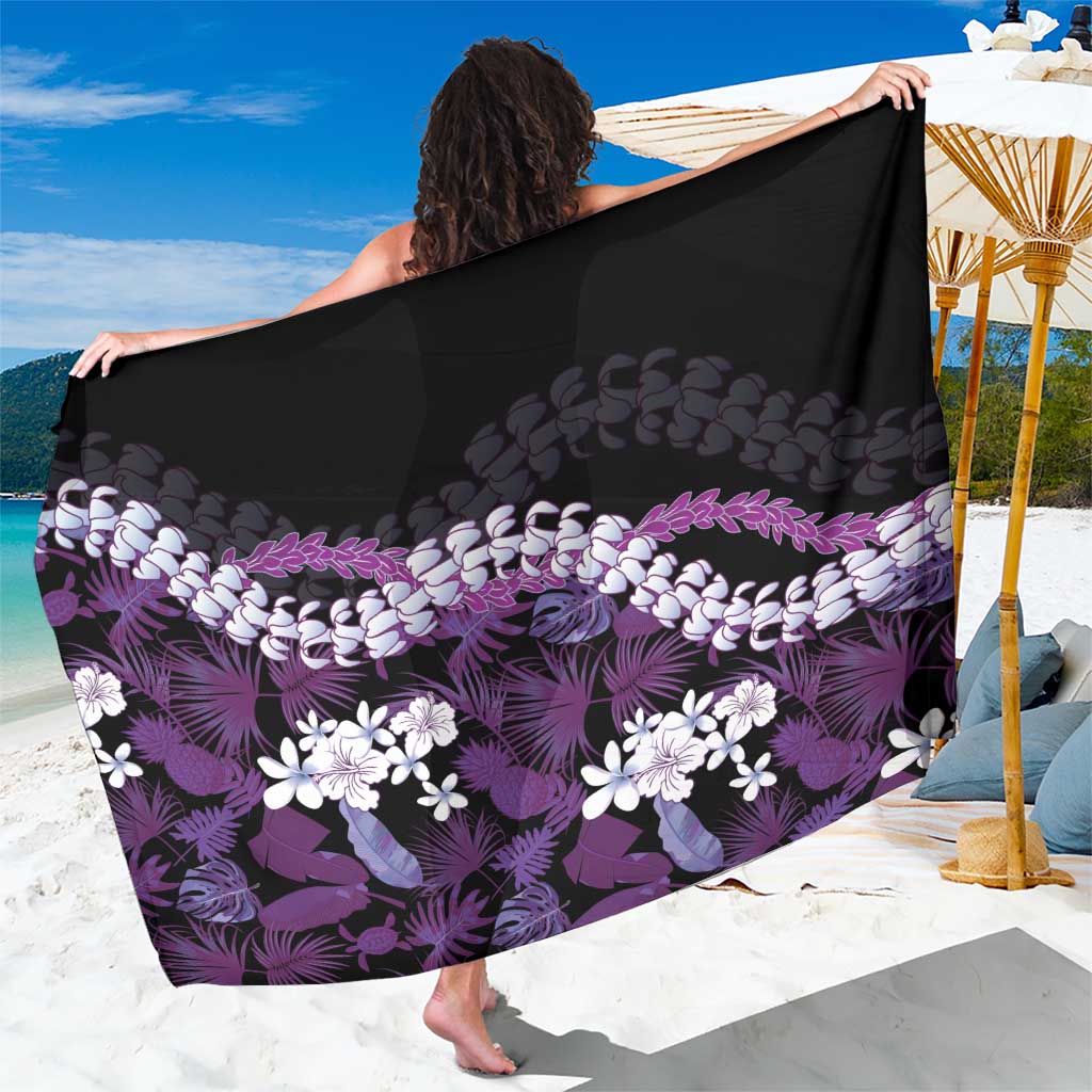 Poni Aloha Hawaii Lei Sarong Tropical Flowers Elegant Vibe LT14 One Size 44 x 66 inches Purple - Polynesian Pride