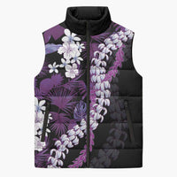 Poni Aloha Hawaii Lei Sleeveless Puffer Jacket Tropical Flowers Elegant Vibe LT14 Unisex Purple - Polynesian Pride