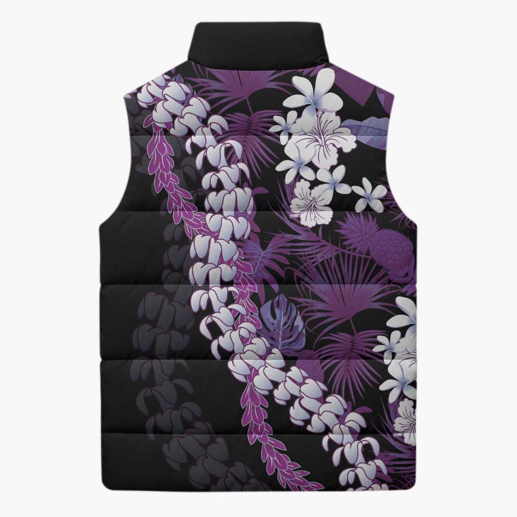 Poni Aloha Hawaii Lei Sleeveless Puffer Jacket Tropical Flowers Elegant Vibe LT14 - Polynesian Pride