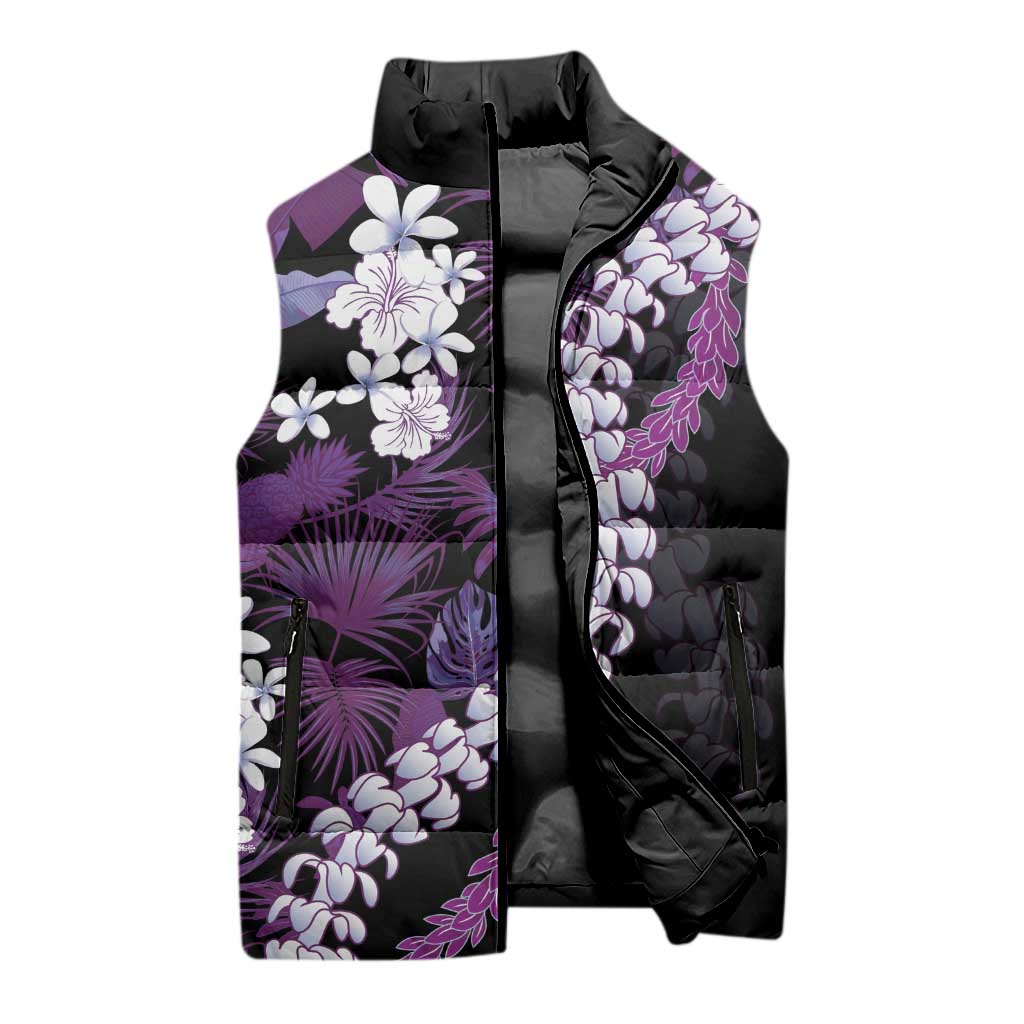 Poni Aloha Hawaii Lei Sleeveless Puffer Jacket Tropical Flowers Elegant Vibe LT14 - Polynesian Pride