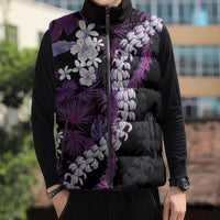 Poni Aloha Hawaii Lei Sleeveless Puffer Jacket Tropical Flowers Elegant Vibe LT14 - Polynesian Pride