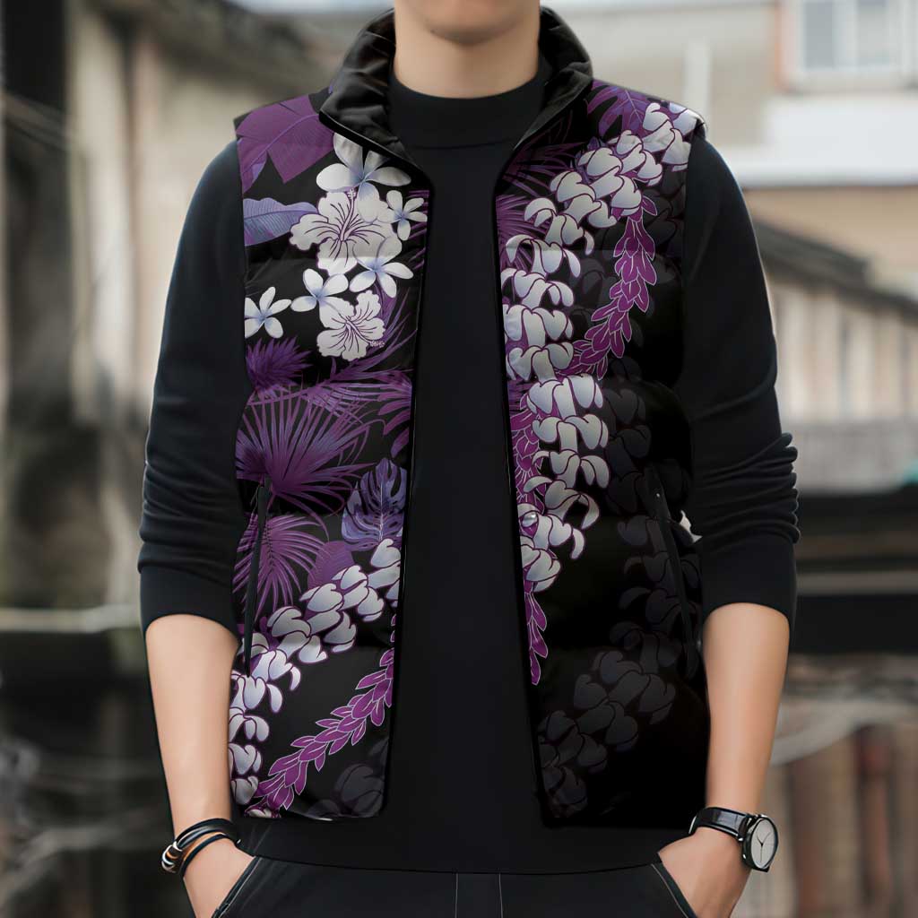 Poni Aloha Hawaii Lei Sleeveless Puffer Jacket Tropical Flowers Elegant Vibe LT14 - Polynesian Pride