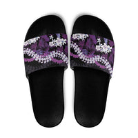 Poni Aloha Hawaii Lei Slide Sandals Tropical Flowers Elegant Vibe LT14 Purple - Polynesian Pride