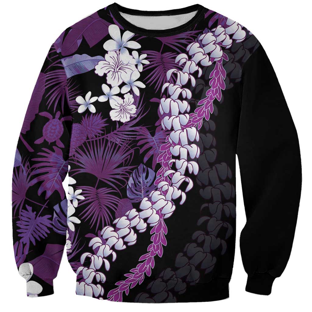 Poni Aloha Hawaii Lei Sweatshirt Tropical Flowers Elegant Vibe LT14 Unisex Purple - Polynesian Pride