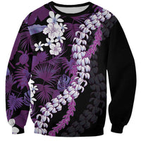 Poni Aloha Hawaii Lei Sweatshirt Tropical Flowers Elegant Vibe LT14 Unisex Purple - Polynesian Pride