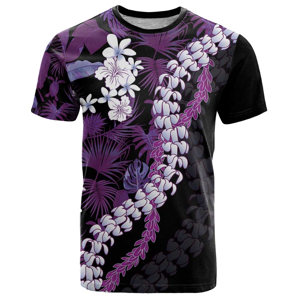 Poni Aloha Hawaii Lei T Shirt Tropical Flowers Elegant Vibe LT14 Purple - Polynesian Pride