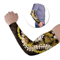 Kula Aloha Hawaii Lei Arm Sleeves Tropical Flowers Elegant Vibe LT14 Set of 2 Gold - Polynesian Pride