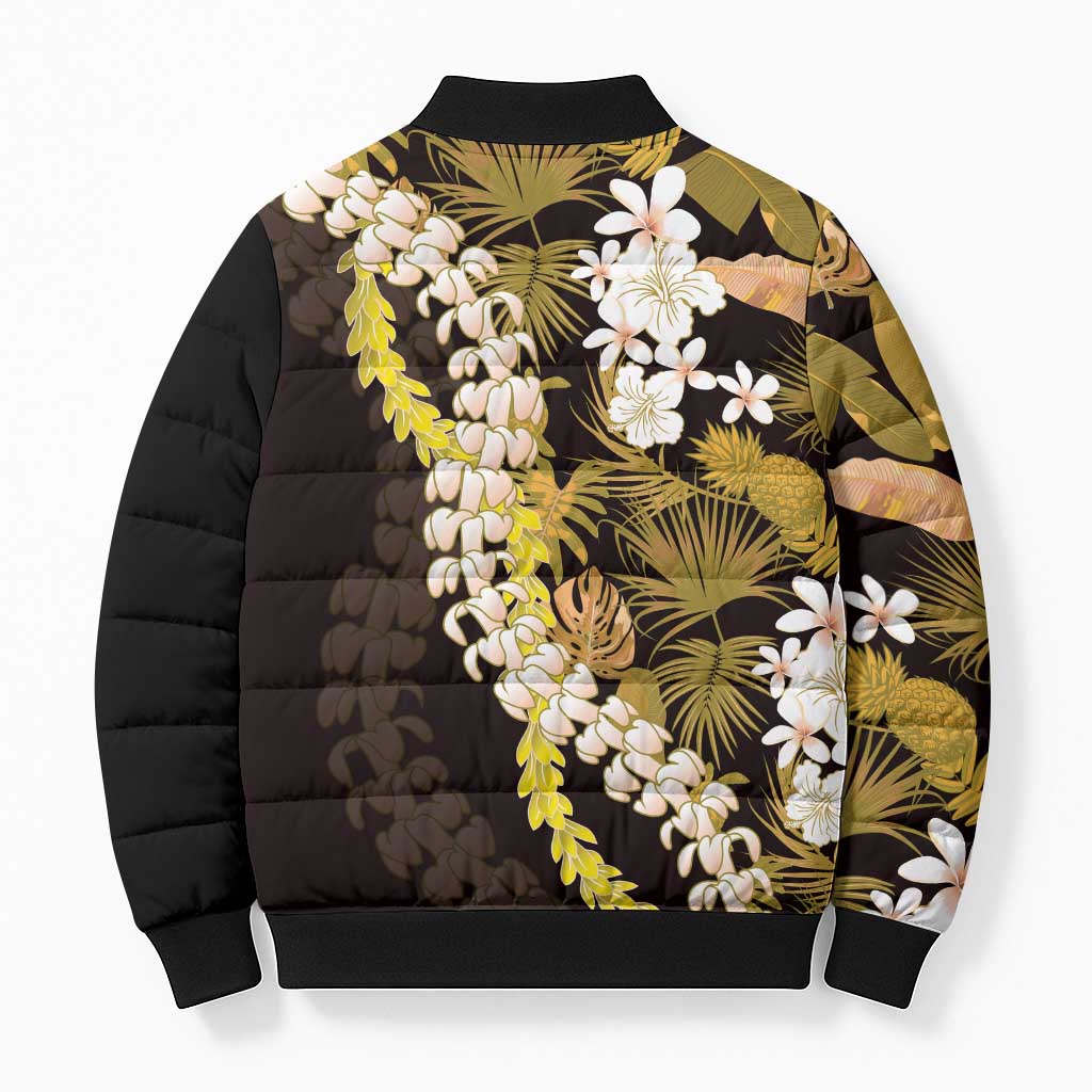 Kula Aloha Hawaii Lei Bomber Puffer Jacket Tropical Flowers Elegant Vibe LT14 - Polynesian Pride