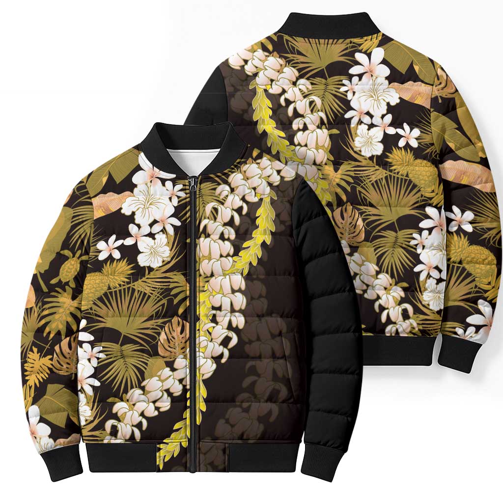 Kula Aloha Hawaii Lei Bomber Puffer Jacket Tropical Flowers Elegant Vibe LT14 - Polynesian Pride