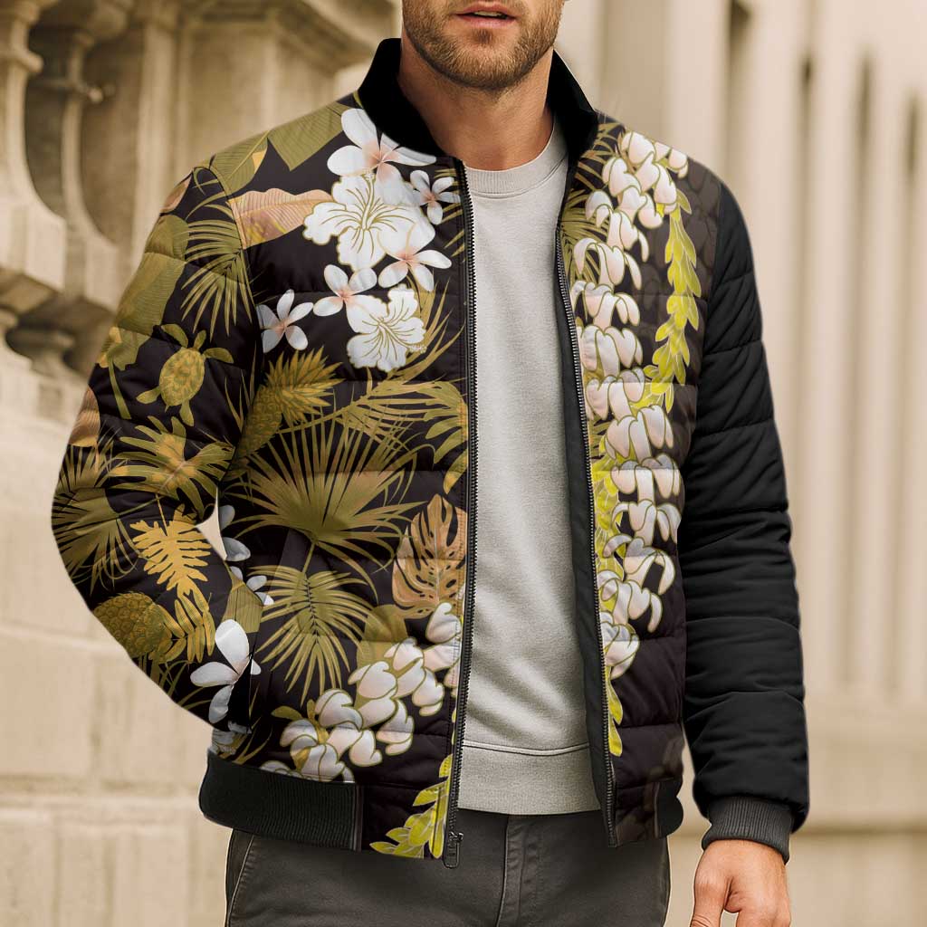 Kula Aloha Hawaii Lei Bomber Puffer Jacket Tropical Flowers Elegant Vibe LT14 - Polynesian Pride