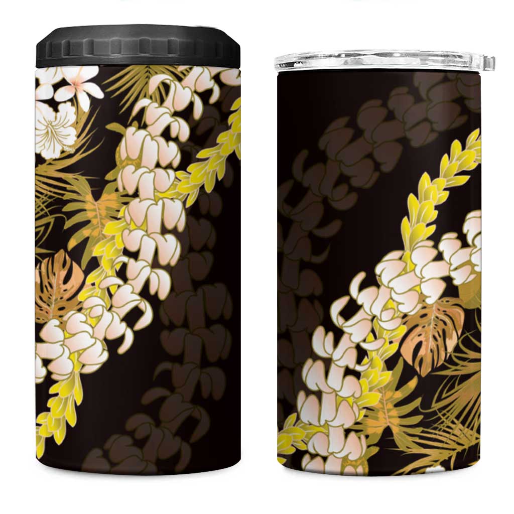 Kula Aloha Hawaii Lei 4 in 1 Can Cooler Tumbler Tropical Flowers Elegant Vibe LT14 One Size: 16 oz Gold - Polynesian Pride