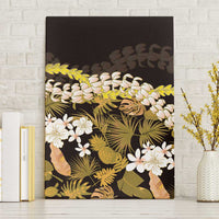Kula Aloha Hawaii Lei Canvas Wall Art Tropical Flowers Elegant Vibe LT14 Without Frame Gold - Polynesian Pride