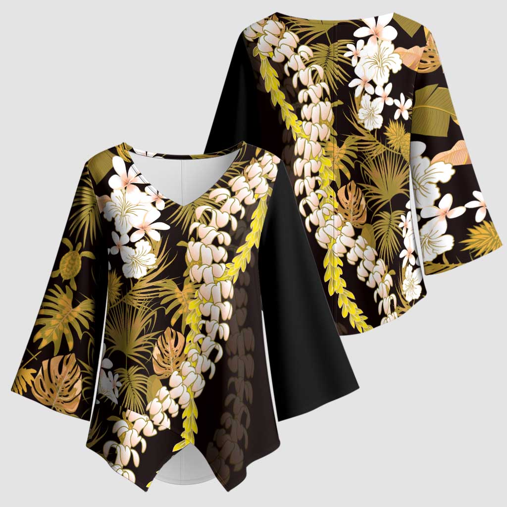 Kula Aloha Hawaii Lei Kimono Sleeve Blouse Tropical Flowers Elegant Vibe LT14 - Polynesian Pride