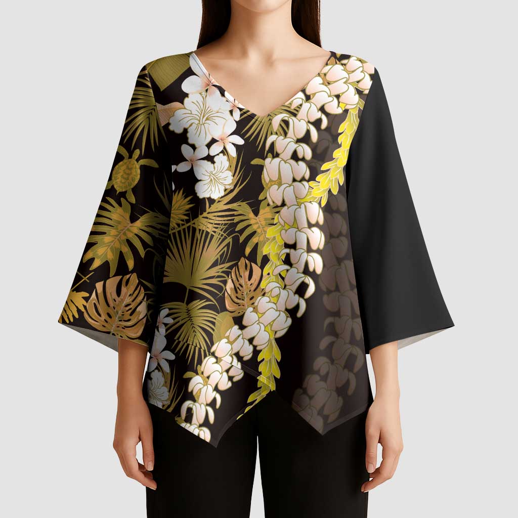 Kula Aloha Hawaii Lei Kimono Sleeve Blouse Tropical Flowers Elegant Vibe LT14 - Polynesian Pride
