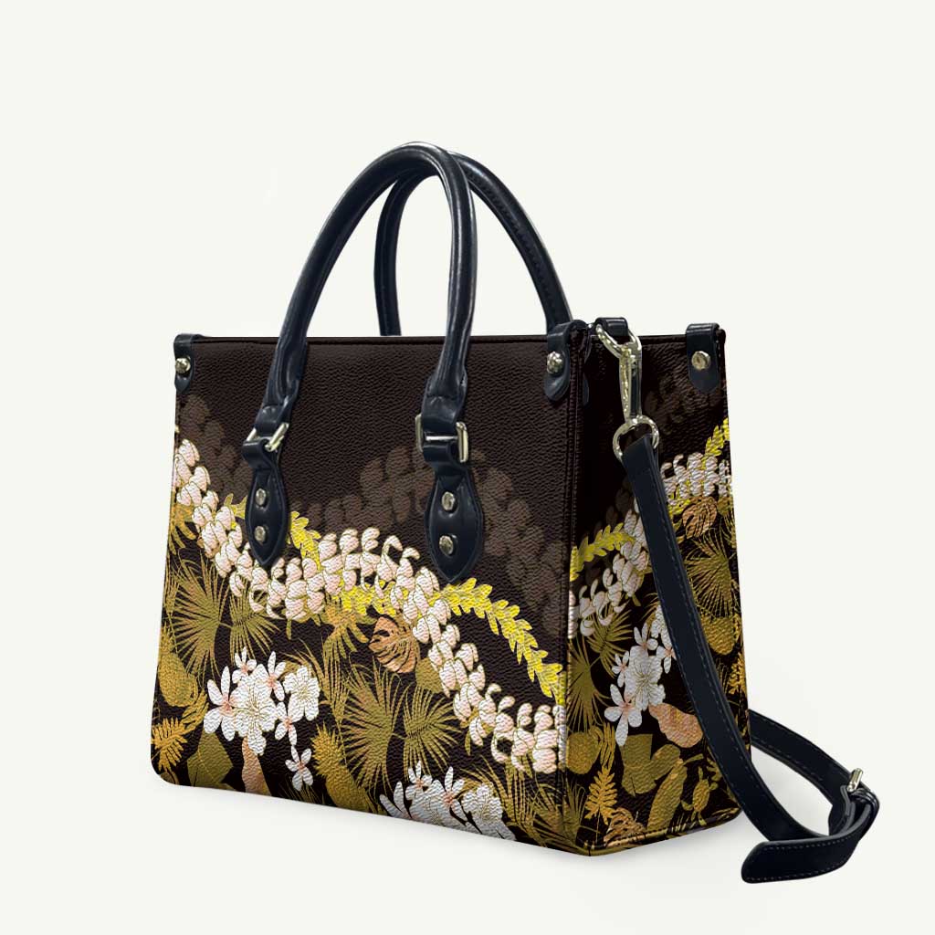 Kula Aloha Hawaii Lei Leather Bag Tropical Flowers Elegant Vibe LT14 Gold - Polynesian Pride