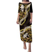 Kula Aloha Hawaii Lei Puletasi Tropical Flowers Elegant Vibe LT14 Long Dress Gold - Polynesian Pride