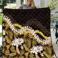 Kula Aloha Hawaii Lei Quilt Tropical Flowers Elegant Vibe LT14 Gold - Polynesian Pride