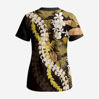 Kula Aloha Hawaii Lei Scrub Top Tropical Flowers Elegant Vibe LT14 - Polynesian Pride