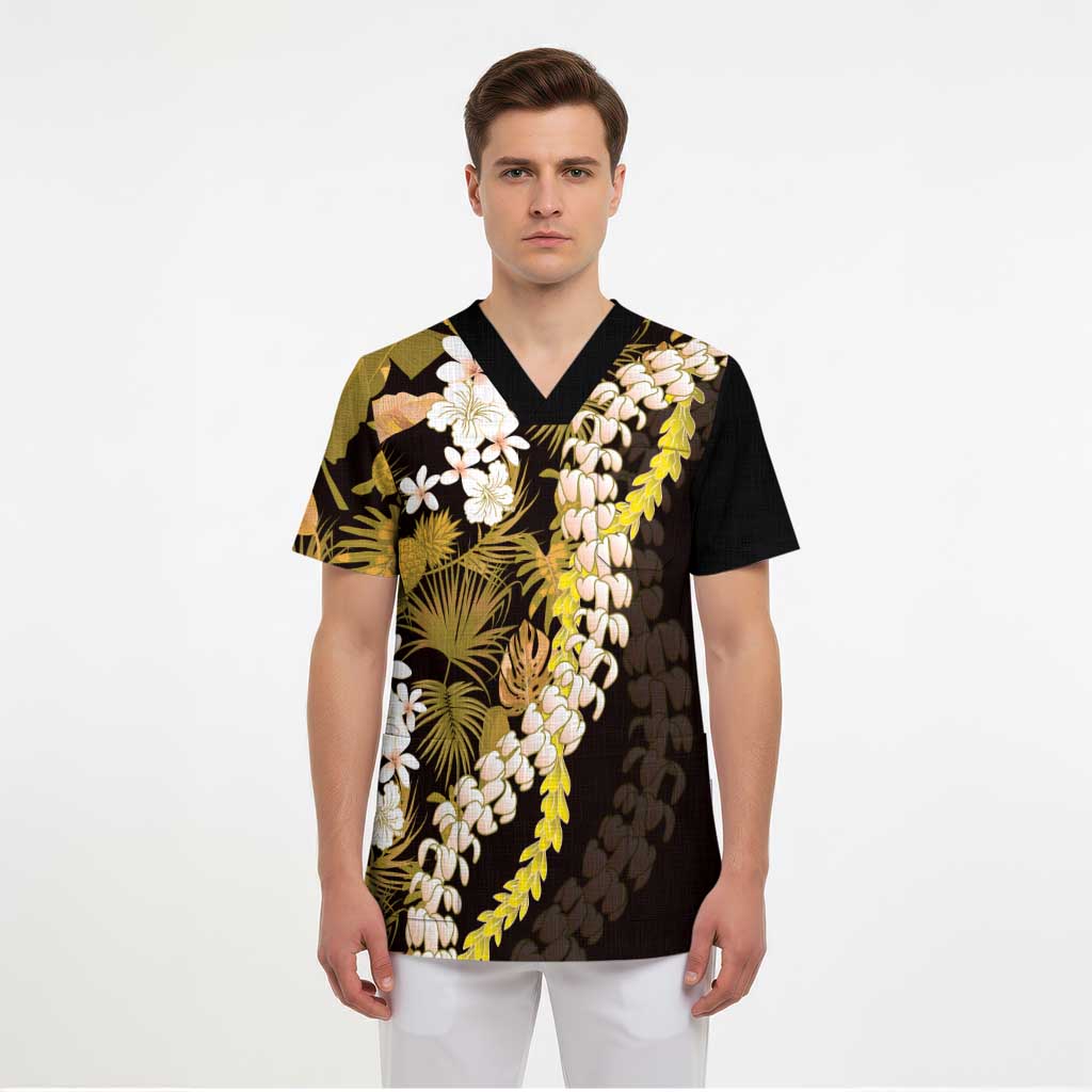 Kula Aloha Hawaii Lei Scrub Top Tropical Flowers Elegant Vibe LT14 - Polynesian Pride