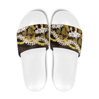Kula Aloha Hawaii Lei Slide Sandals Tropical Flowers Elegant Vibe LT14 Gold - Polynesian Pride