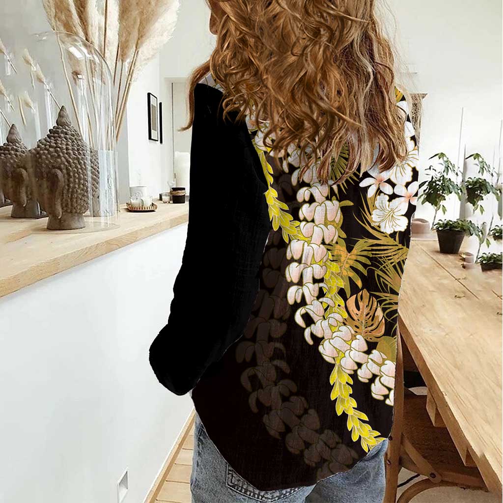 Kula Aloha Hawaii Lei Women Casual Shirt Tropical Flowers Elegant Vibe LT14 - Polynesian Pride