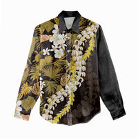 Kula Aloha Hawaii Lei Women Casual Shirt Tropical Flowers Elegant Vibe LT14 - Polynesian Pride