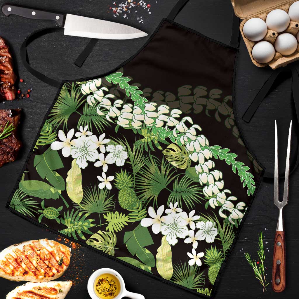 Omaomao Aloha Hawaii Lei Apron Tropical Flowers Elegant Vibe LT14 Green - Polynesian Pride