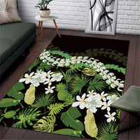 Omaomao Aloha Hawaii Lei Area Rug Tropical Flowers Elegant Vibe LT14 Green - Polynesian Pride
