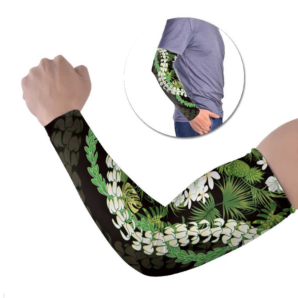 Omaomao Aloha Hawaii Lei Arm Sleeves Tropical Flowers Elegant Vibe LT14 Set of 2 Green - Polynesian Pride