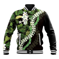 Omaomao Aloha Hawaii Lei Baseball Jacket Tropical Flowers Elegant Vibe LT14 Unisex Green - Polynesian Pride