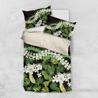 Omaomao Aloha Hawaii Lei Bedding Set Tropical Flowers Elegant Vibe LT14 US Twin 172cm x 218cm Green - Polynesian Pride