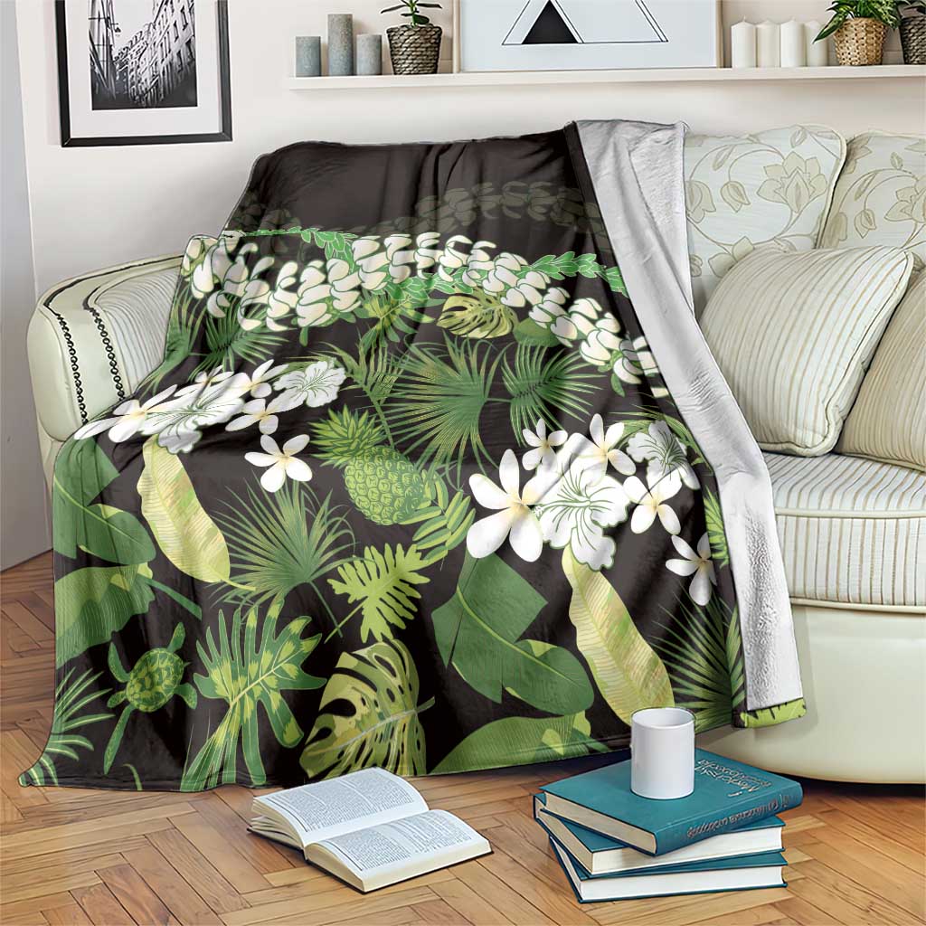 Omaomao Aloha Hawaii Lei Blanket Tropical Flowers Elegant Vibe LT14 Green - Polynesian Pride