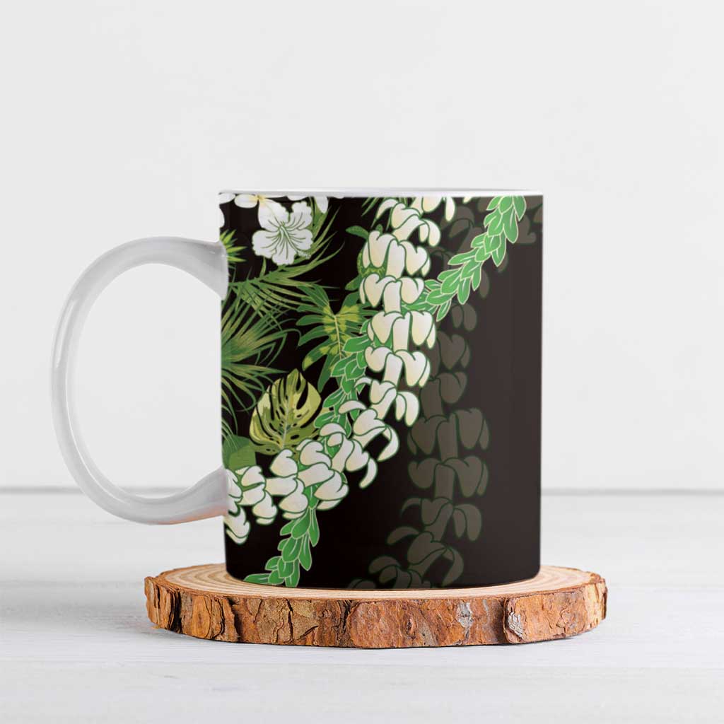 Omaomao Aloha Hawaii Lei Ceramic Mug Tropical Flowers Elegant Vibe LT14 Green - Polynesian Pride