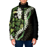 Omaomao Aloha Hawaii Lei Padded Jacket Tropical Flowers Elegant Vibe LT14 Men Green - Polynesian Pride