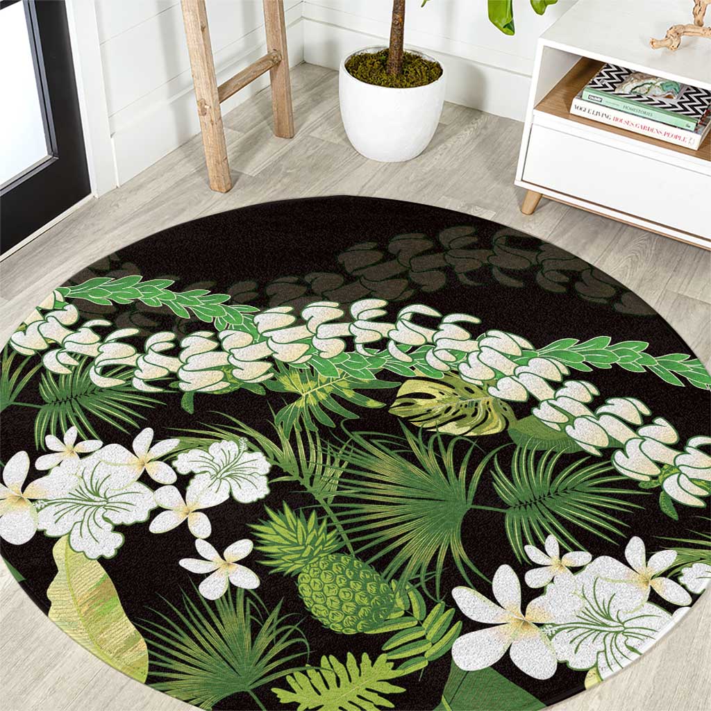 Omaomao Aloha Hawaii Lei Round Carpet Tropical Flowers Elegant Vibe LT14 Green - Polynesian Pride