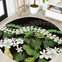 Omaomao Aloha Hawaii Lei Round Carpet Tropical Flowers Elegant Vibe LT14 Green - Polynesian Pride
