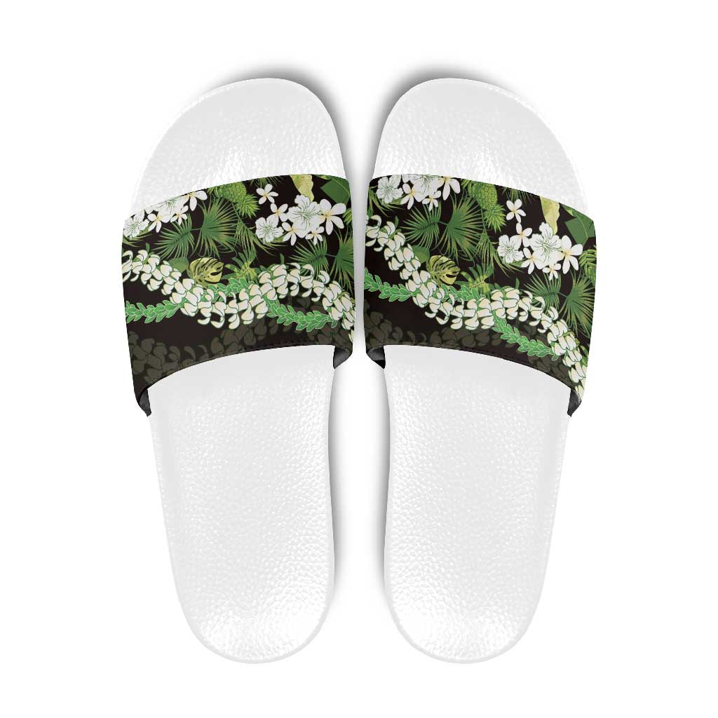 Omaomao Aloha Hawaii Lei Slide Sandals Tropical Flowers Elegant Vibe LT14 Green - Polynesian Pride