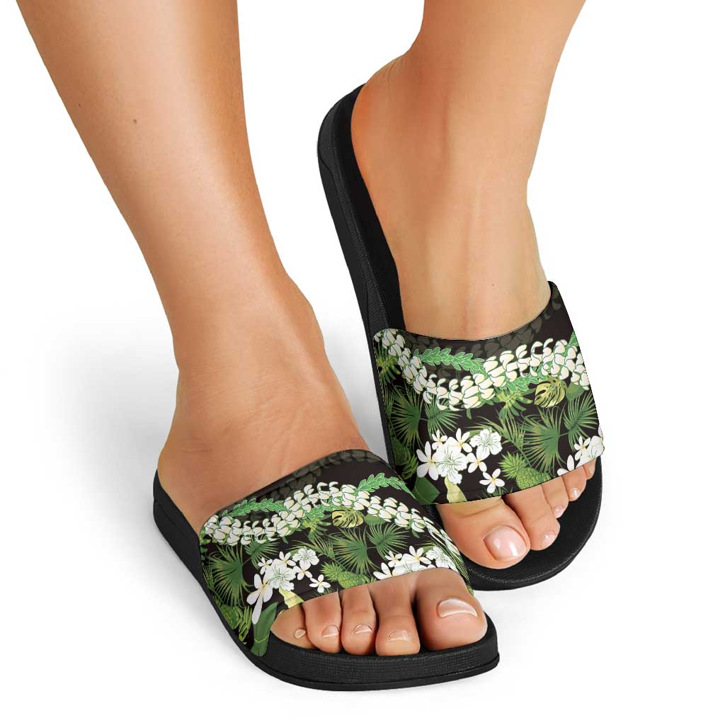 Omaomao Aloha Hawaii Lei Slide Sandals Tropical Flowers Elegant Vibe LT14 - Polynesian Pride