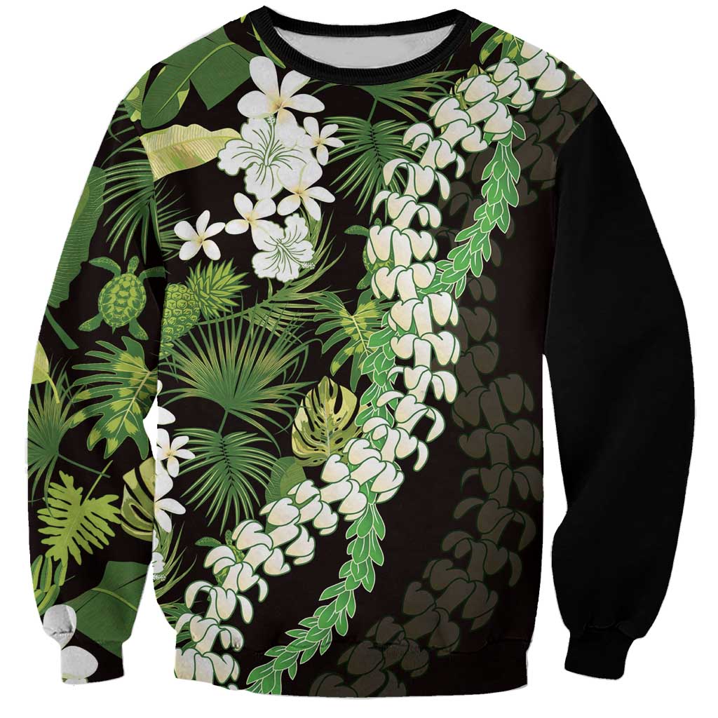 Omaomao Aloha Hawaii Lei Sweatshirt Tropical Flowers Elegant Vibe LT14 Unisex Green - Polynesian Pride