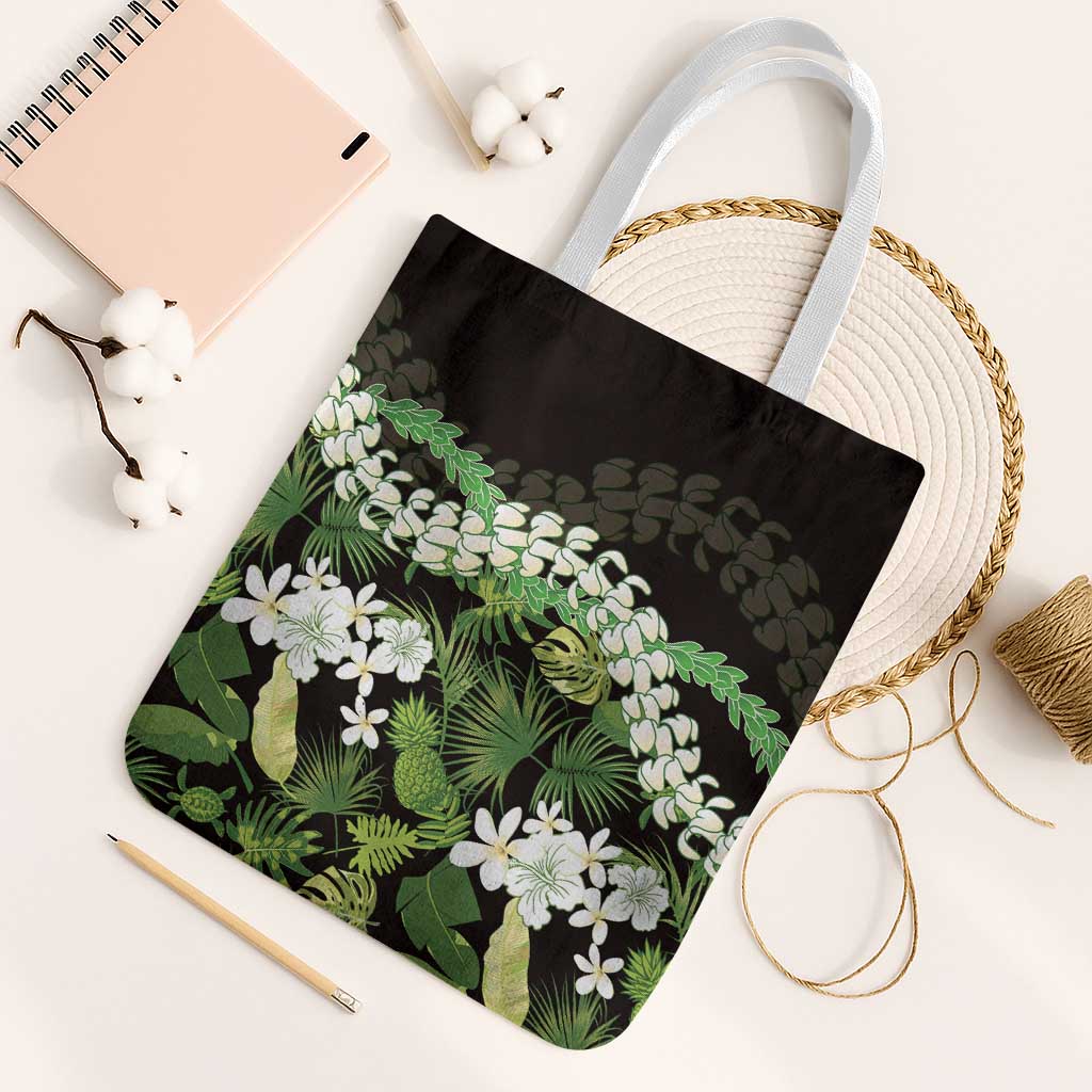 Omaomao Aloha Hawaii Lei Tote Bag Tropical Flowers Elegant Vibe LT14 White Strap One Size Green - Polynesian Pride