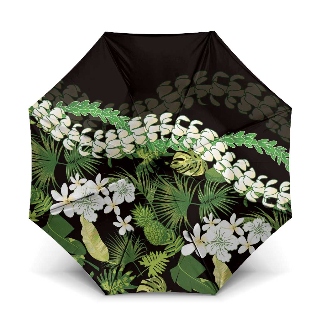 Omaomao Aloha Hawaii Lei Umbrella Tropical Flowers Elegant Vibe LT14 One Size Folded 11.42 inch Opened Diameter 37.4 inch Green - Polynesian Pride