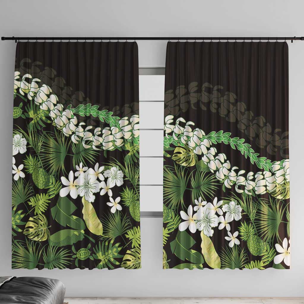 Omaomao Aloha Hawaii Lei Window Curtain Tropical Flowers Elegant Vibe LT14 With Hooks Green - Polynesian Pride